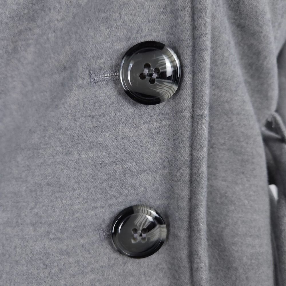 Lane Bryant Grey Full Length Trench Coat with Faux Fur Trim Size 10/12 - Picture 9 of 12